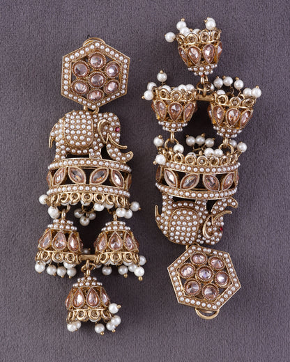 Pearl Airavya Designer Elephant Earring
