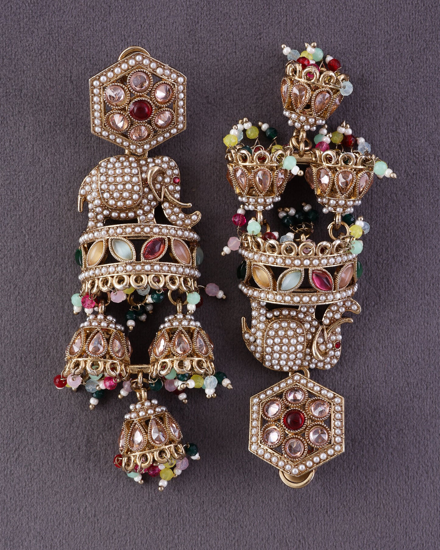 Multi Airavya Designer Elephant Earring