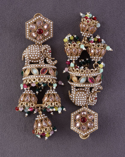 Multi Airavya Designer Elephant Earring