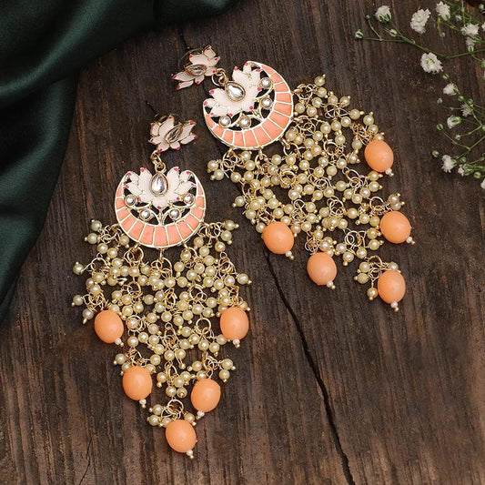 Peach Roohi Designer Earring