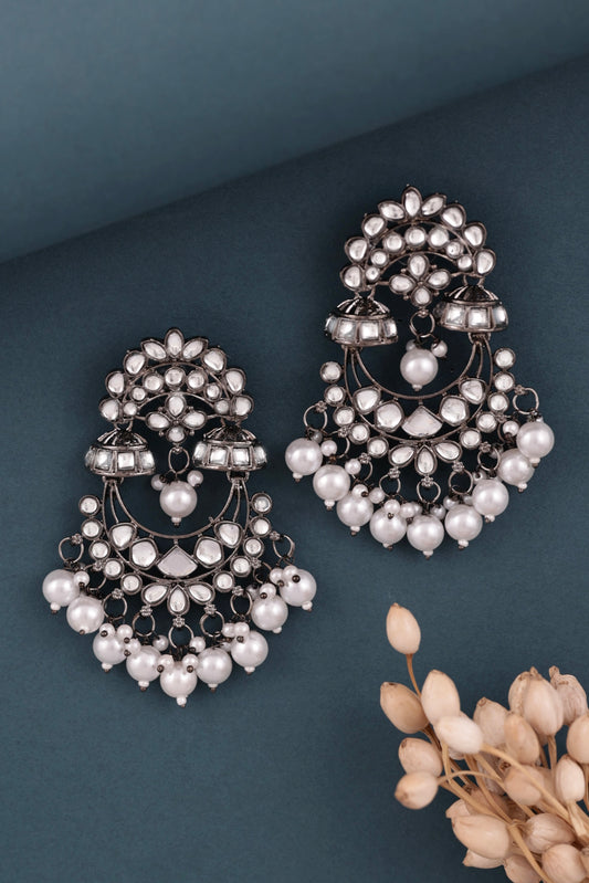 Faiz Black Pearl Jhumka Earring