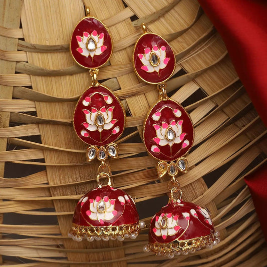 Maroon Naina Meena Jhumka