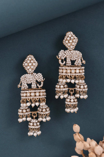 Gold Alveena Premium Designer Statement Earring