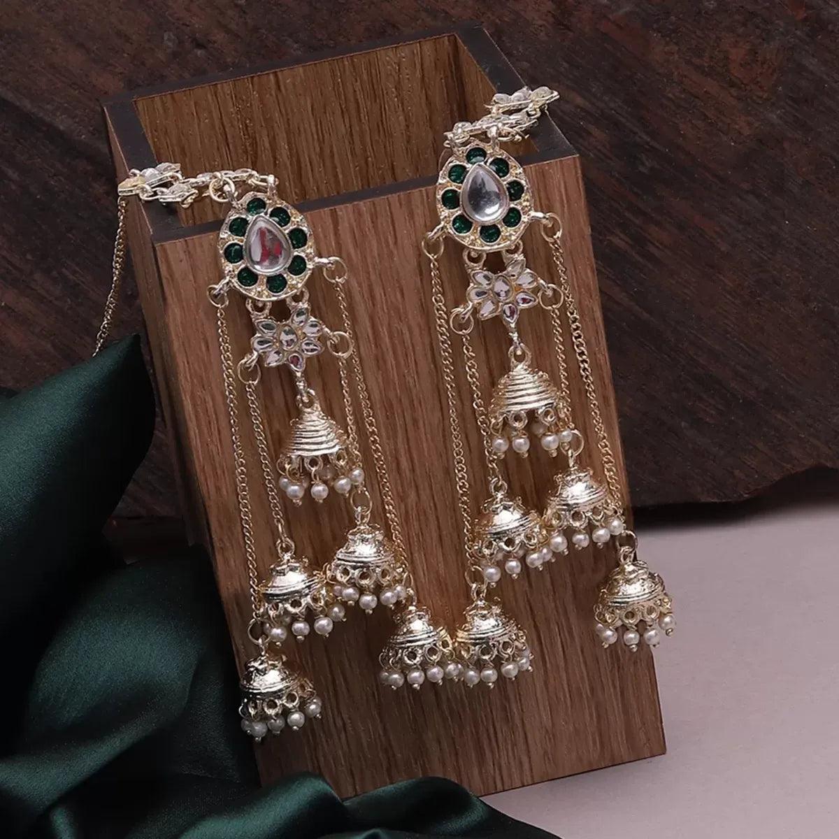 Dark Green Parveen Jhumka with Sahara