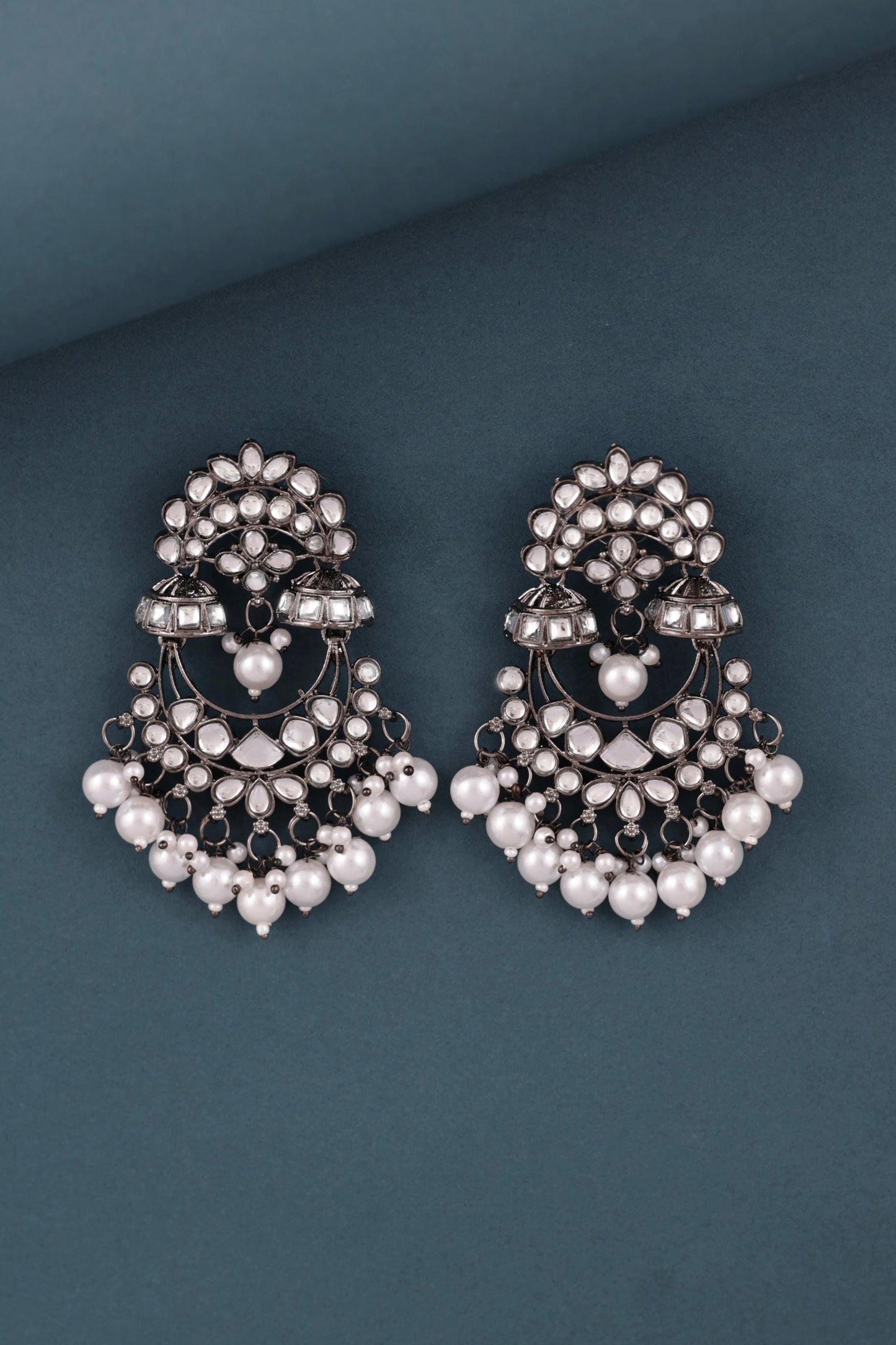 Faiz Black Pearl Jhumka Earring