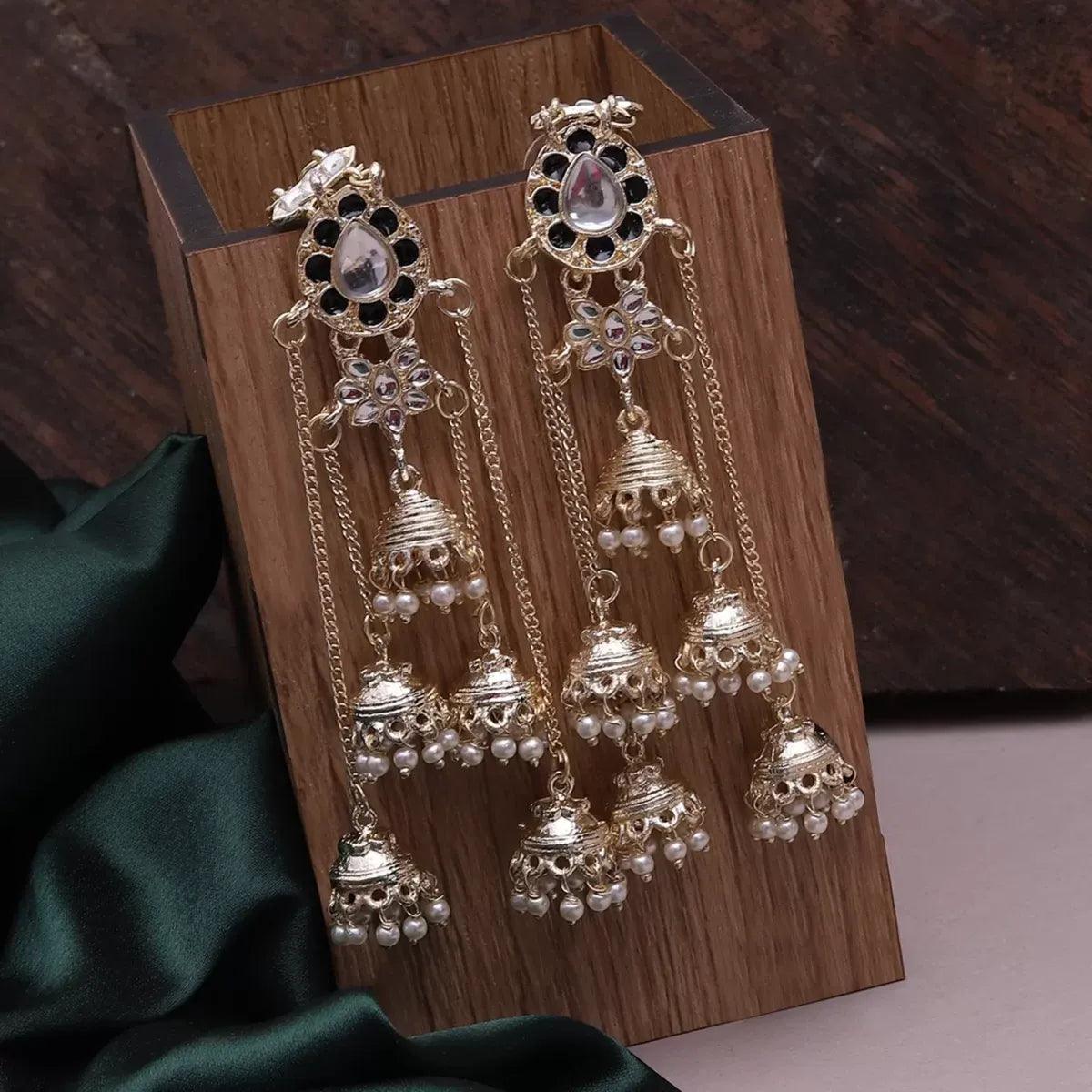 Black Parveen Jhumka with Sahara