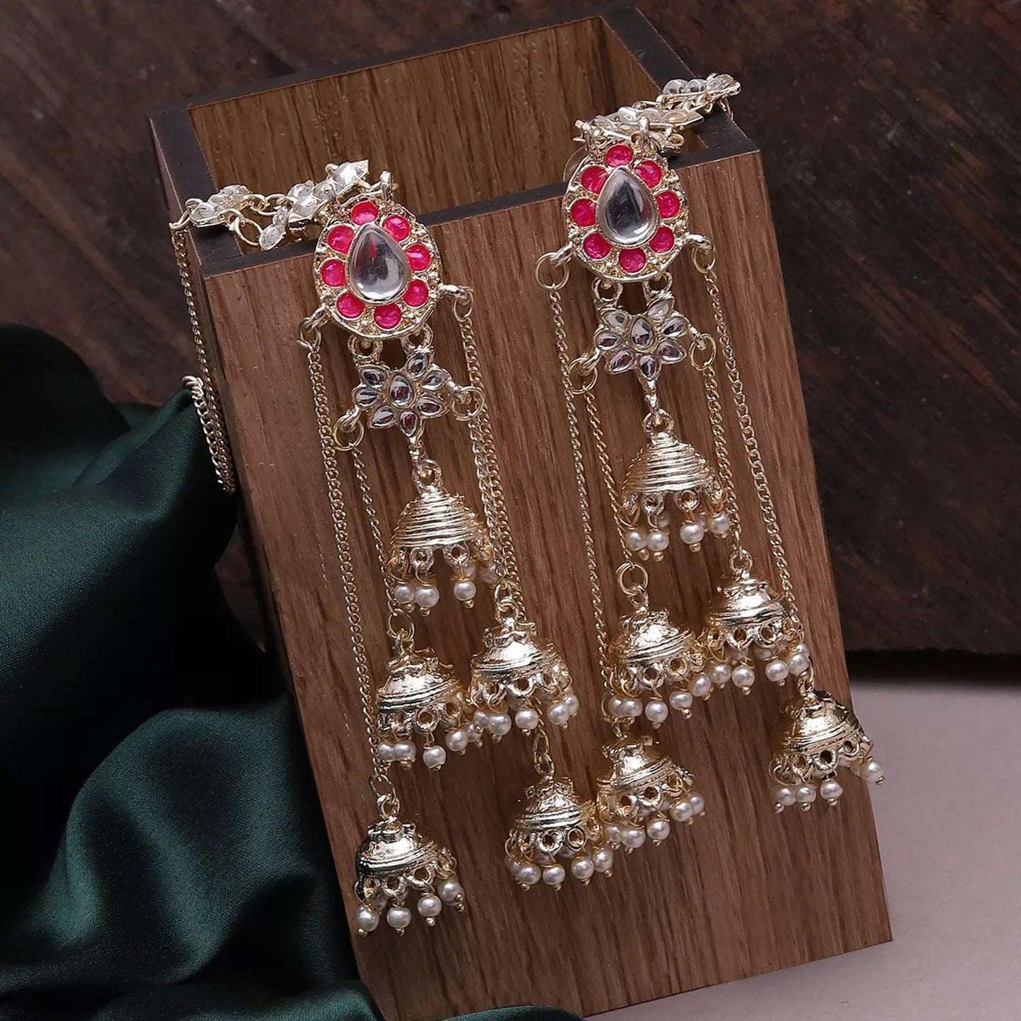 Dark Pink Parveen Jhumka with Sahara