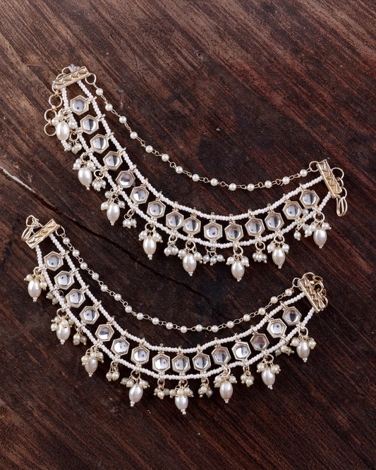 Anant Bahubali Kundan Kaan Chain Pair