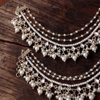 Parul Bahubali Kundan Kaan Chain Pair