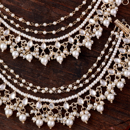 Parul Bahubali Kundan Kaan Chain Pair