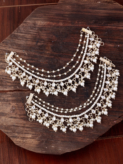 Parul Bahubali Kundan Kaan Chain Pair