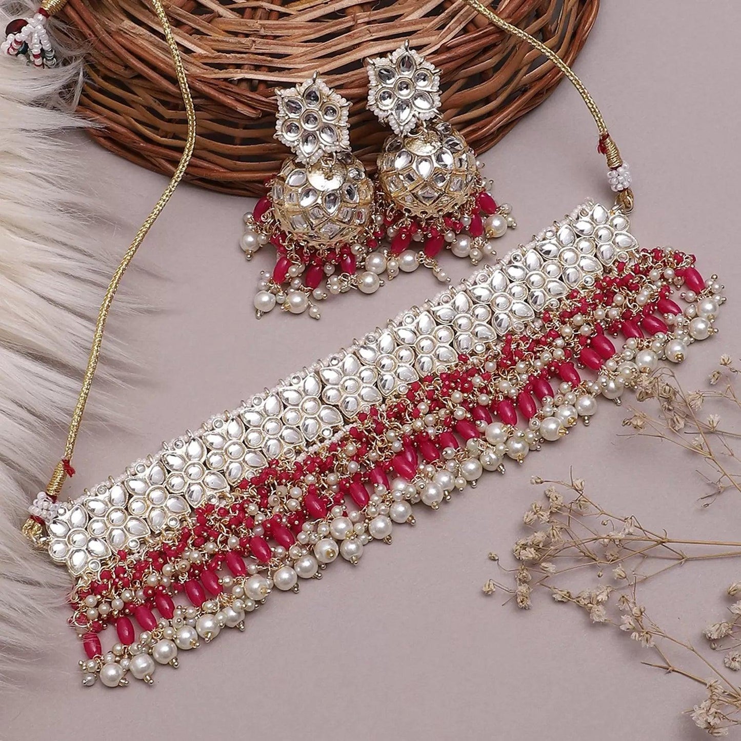 Pink Rakhi Choker Set