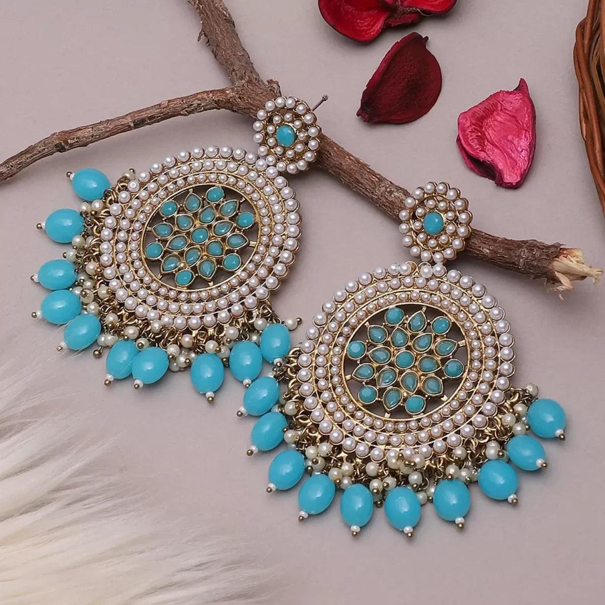 Turquoise Damini Chandbali