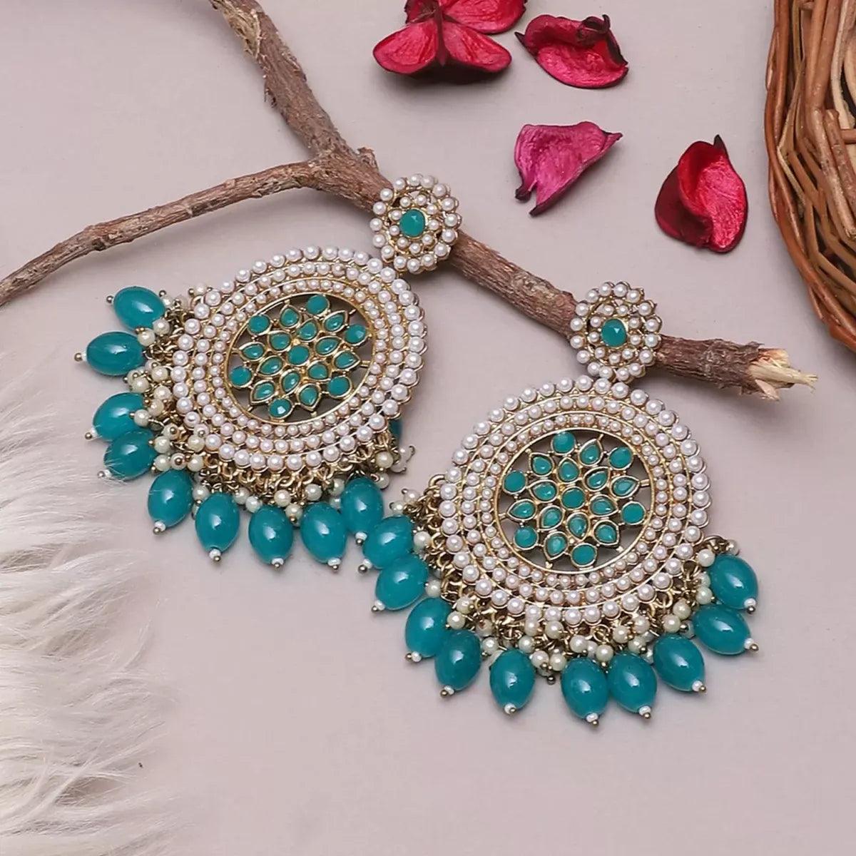 Teal Green Damini Chandbali