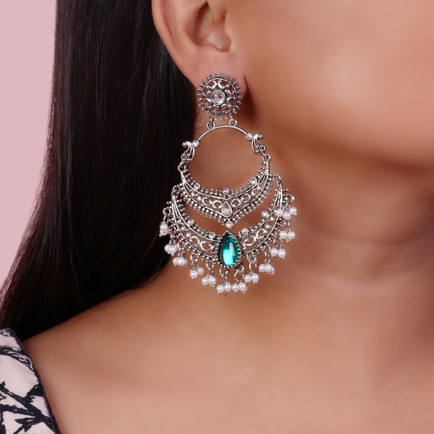 Green Vahini Boho Earring