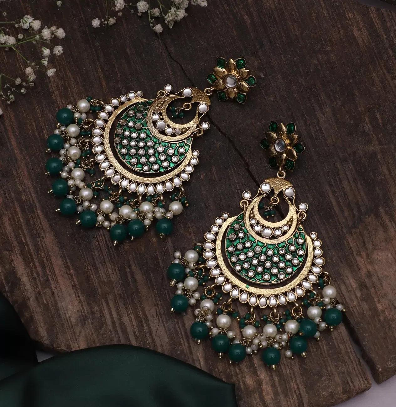 Dark Green Nazma Chandbali