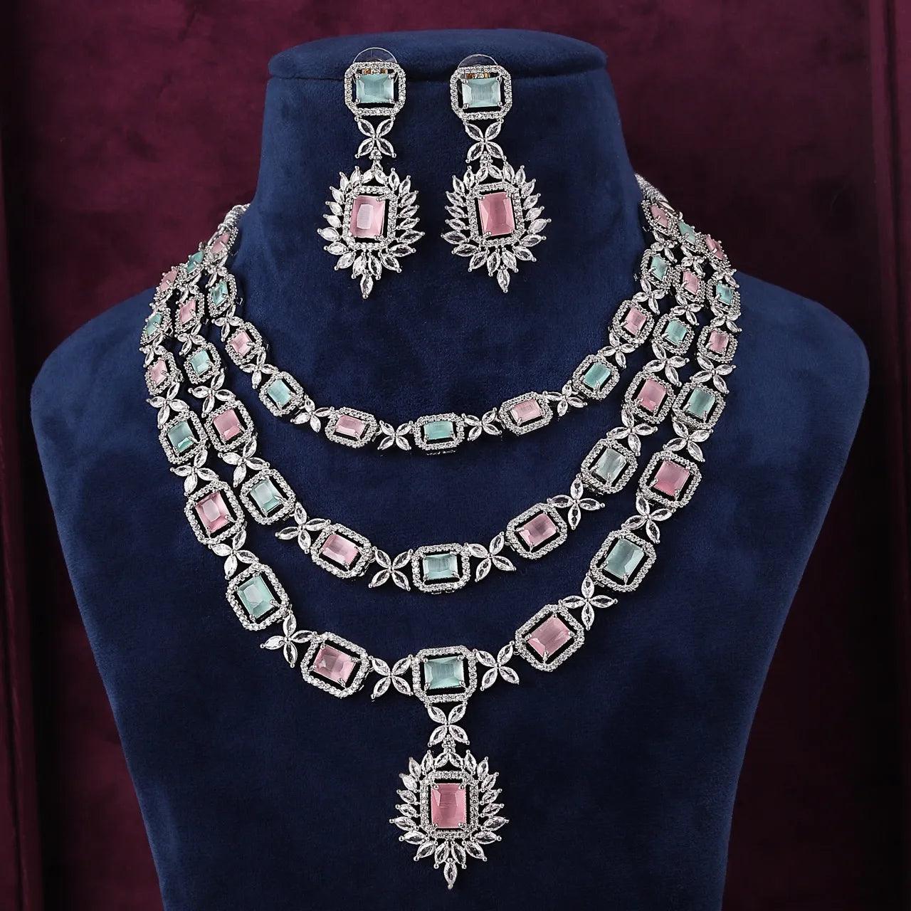 Pastel Virusha American Diamond Necklace Set