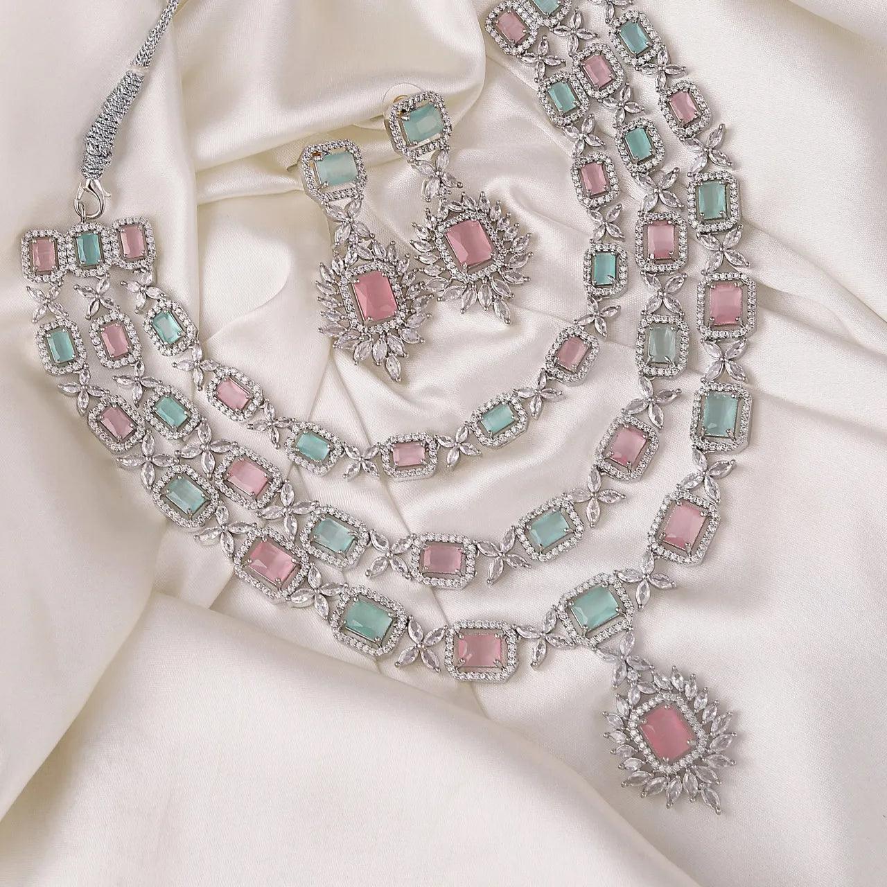 Pastel Virusha American Diamond Necklace Set