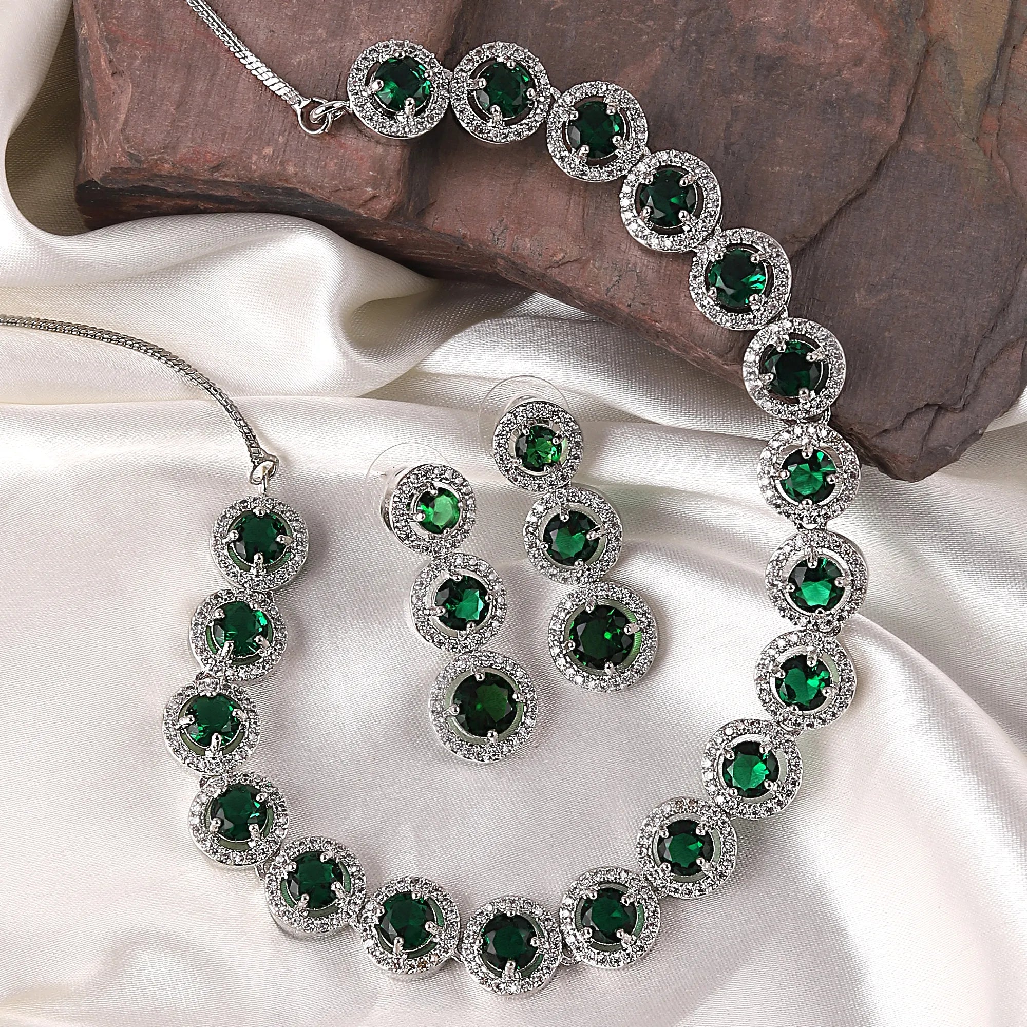 Emerald Green Tia American Diamond Set
