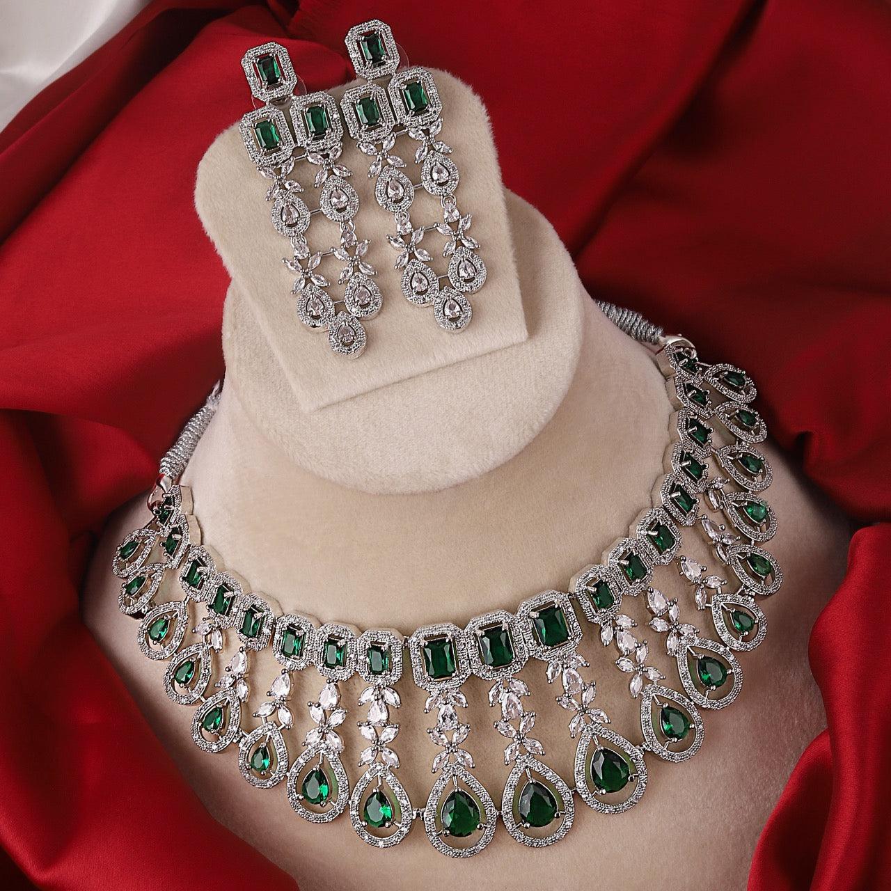 Emerald Melissa American Diamond Choker Set