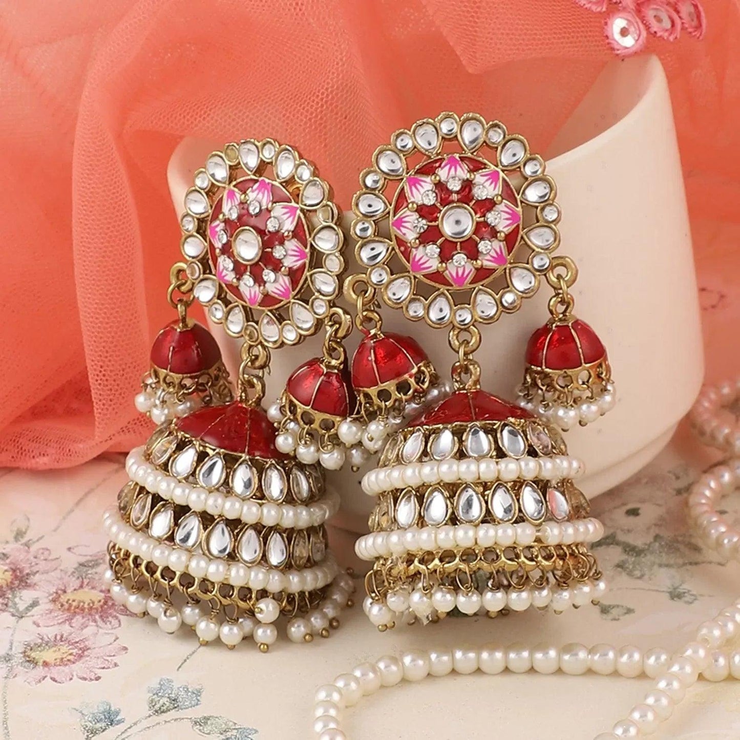 Red Preeta Jhumka