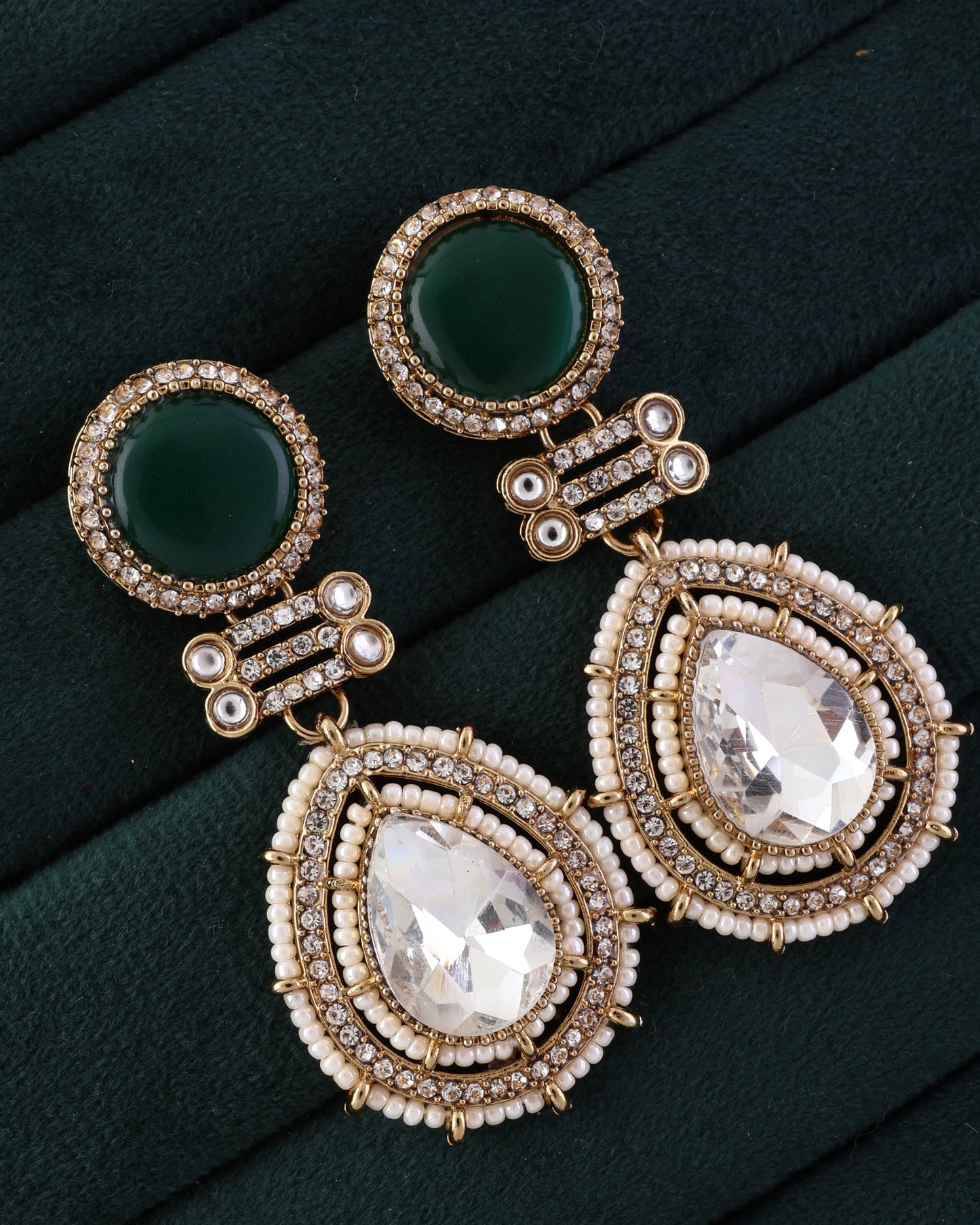 Emerald Zyra Premium Designer Zircone Polki Dupe Earring