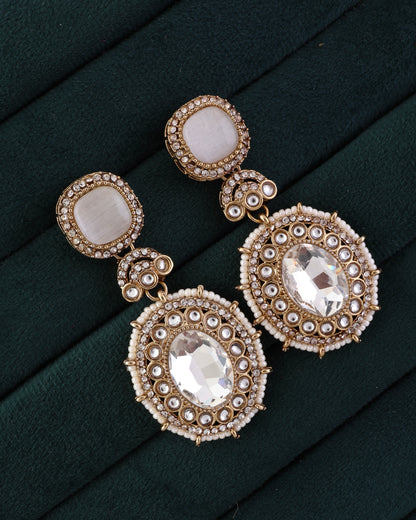Ivory Alishba Premium Designer Zircone Polki Dupe Earring