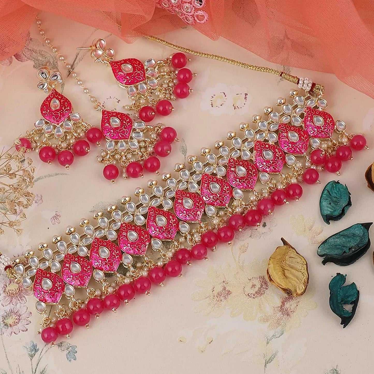 Pink Sejal Choker Set