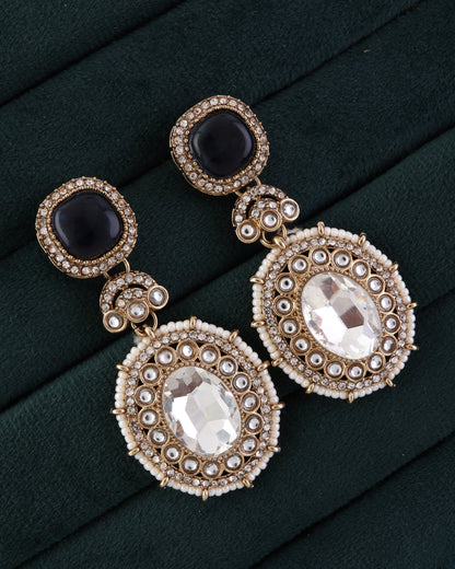 Blue Alishba Premium Designer Zircone Polki Dupe Earring