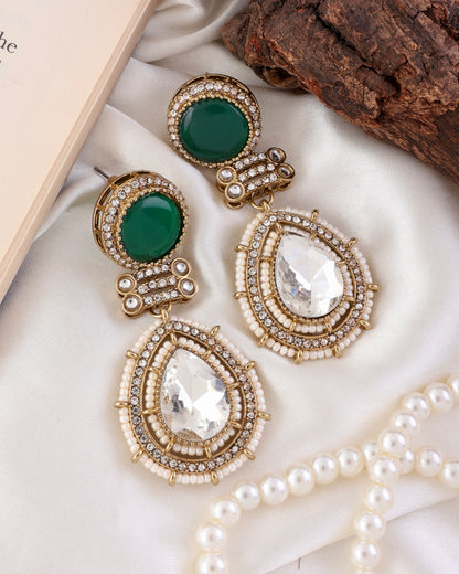 Emerald Zyra Premium Designer Zircone Polki Dupe Earring