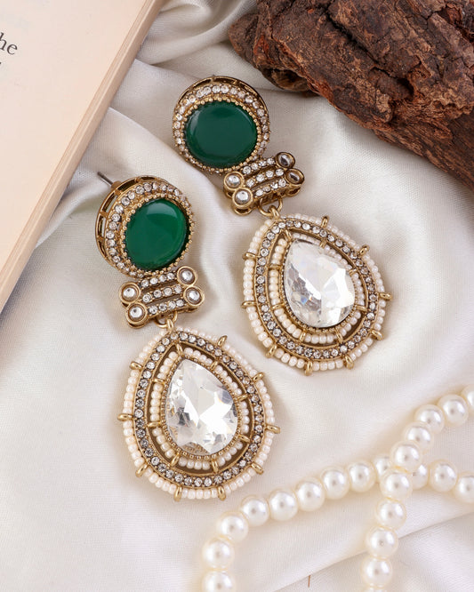 Emerald Zyra Premium Designer Zircone Polki Dupe Earring