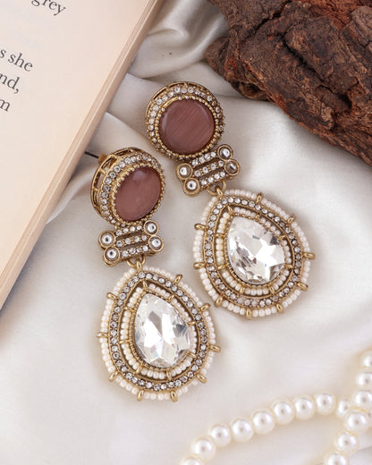 Wine Zyra Premium Designer Zircone Polki Dupe Earring