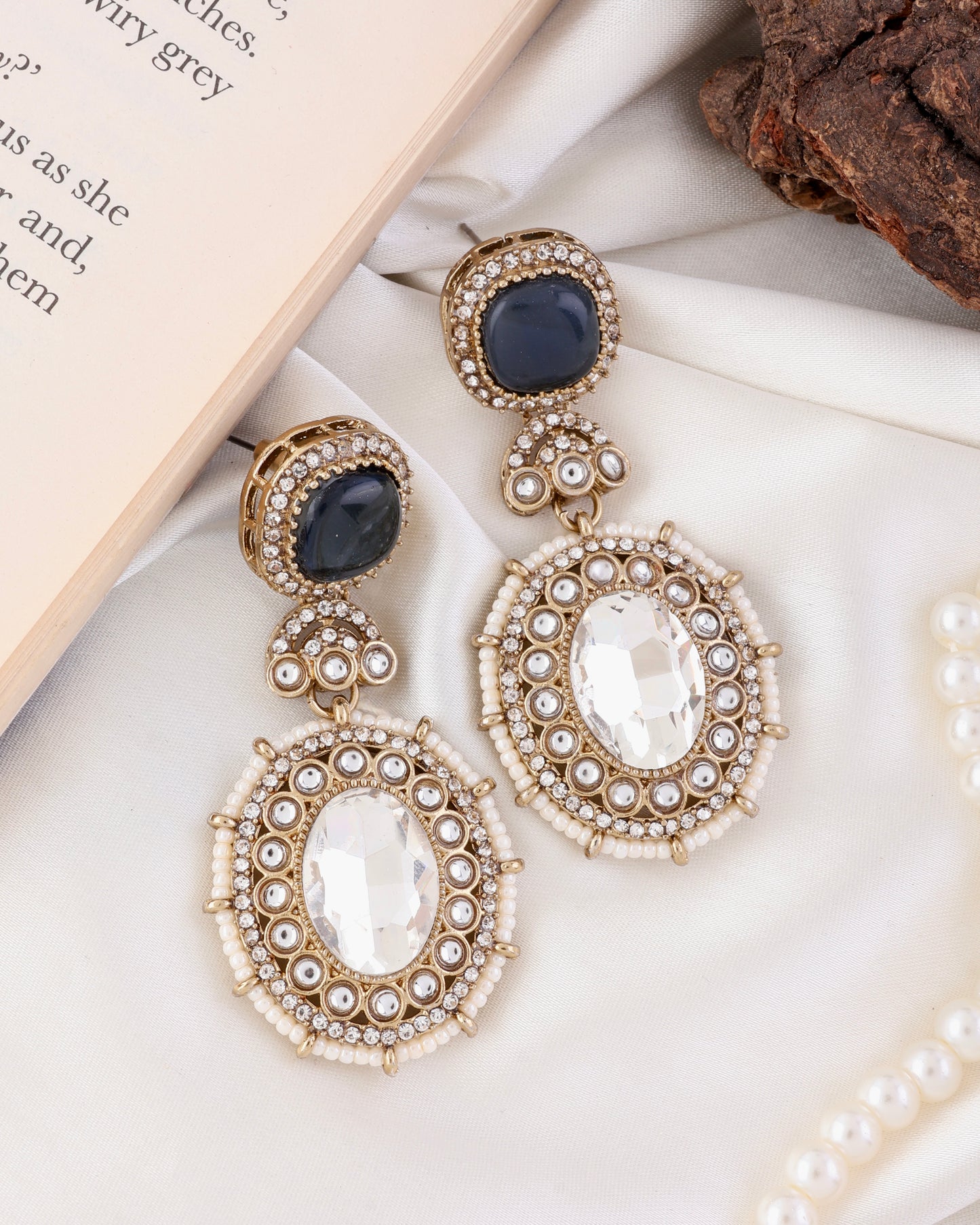 Blue Alishba Premium Designer Zircone Polki Dupe Earring