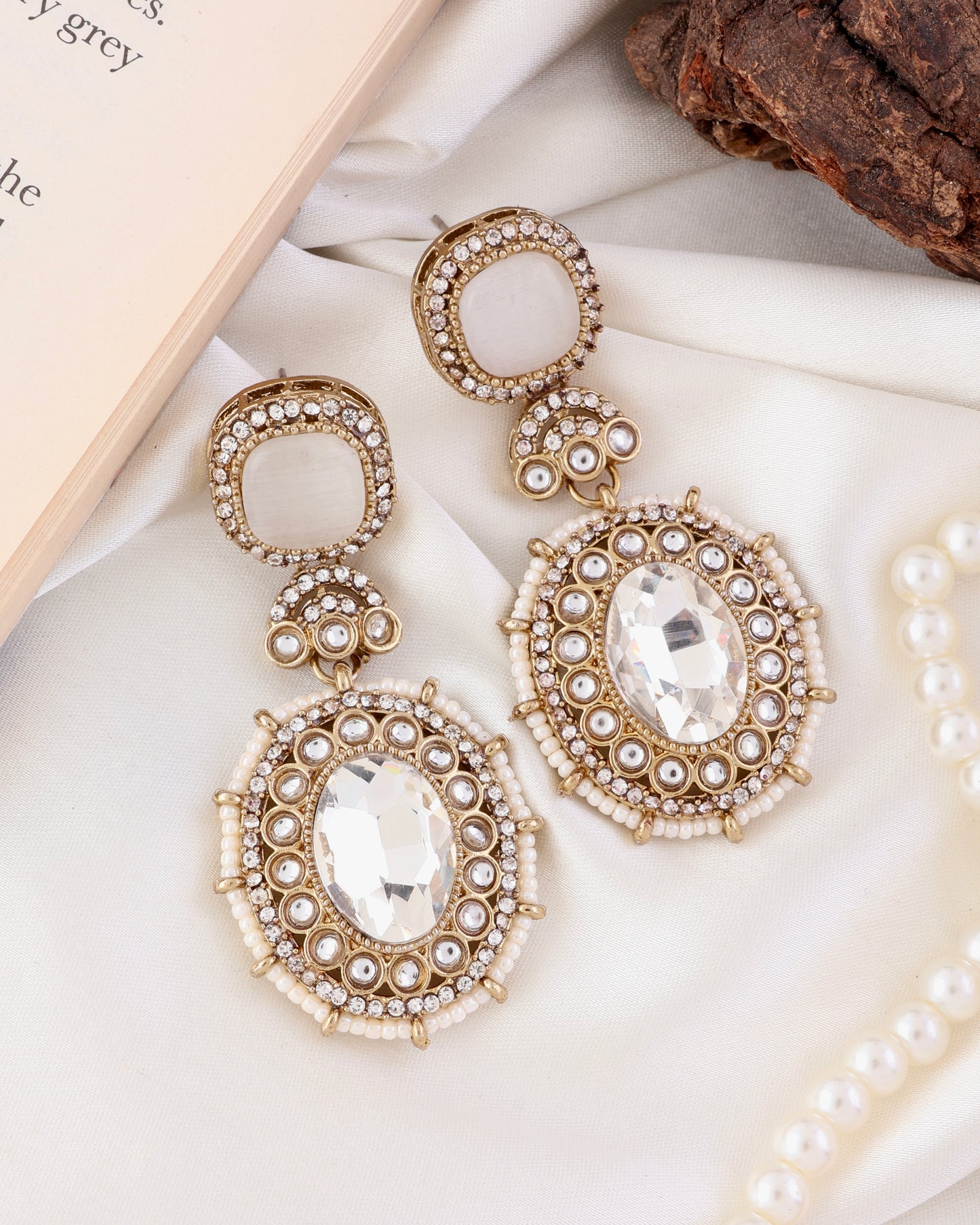 Ivory Alishba Premium Designer Zircone Polki Dupe Earring