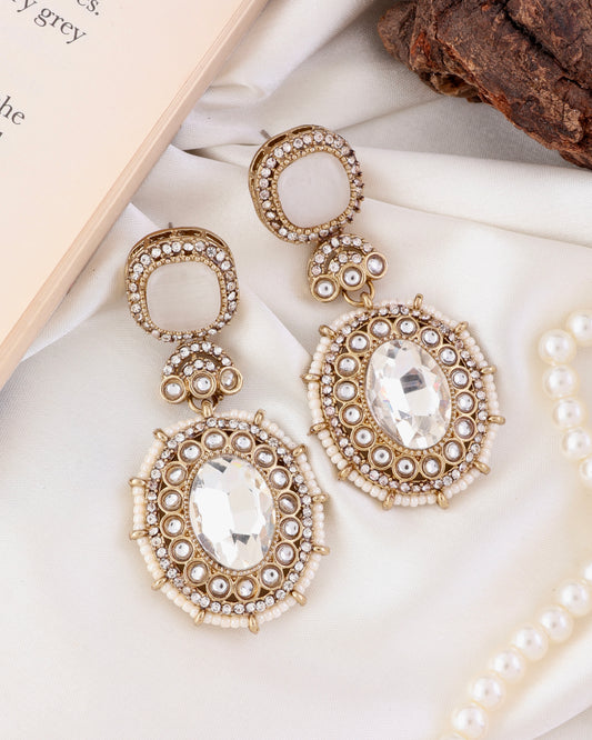 Ivory Alishba Premium Designer Zircone Polki Dupe Earring