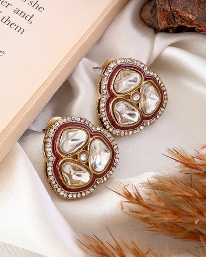 Wine Suryansh Meenakari Premium Stud Earring