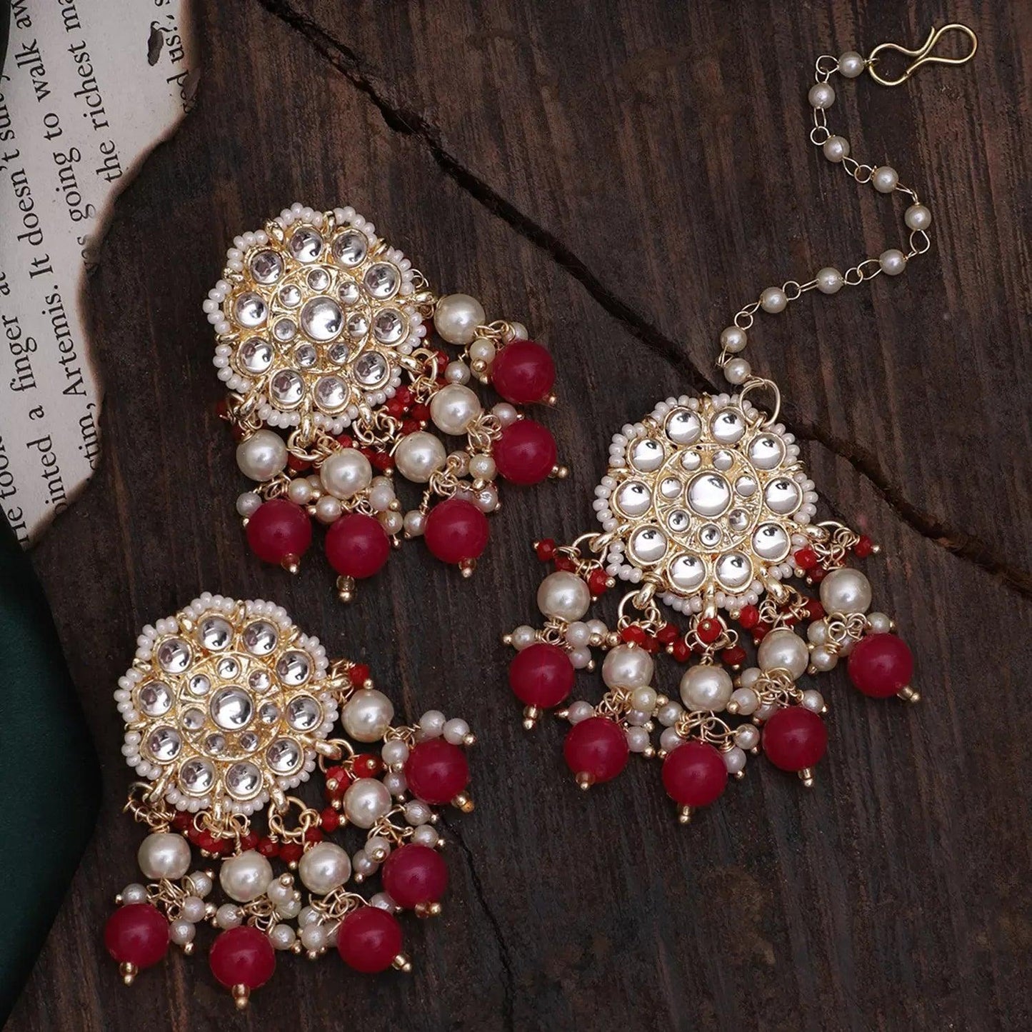 Pink Anchal Teeka – Earring Set