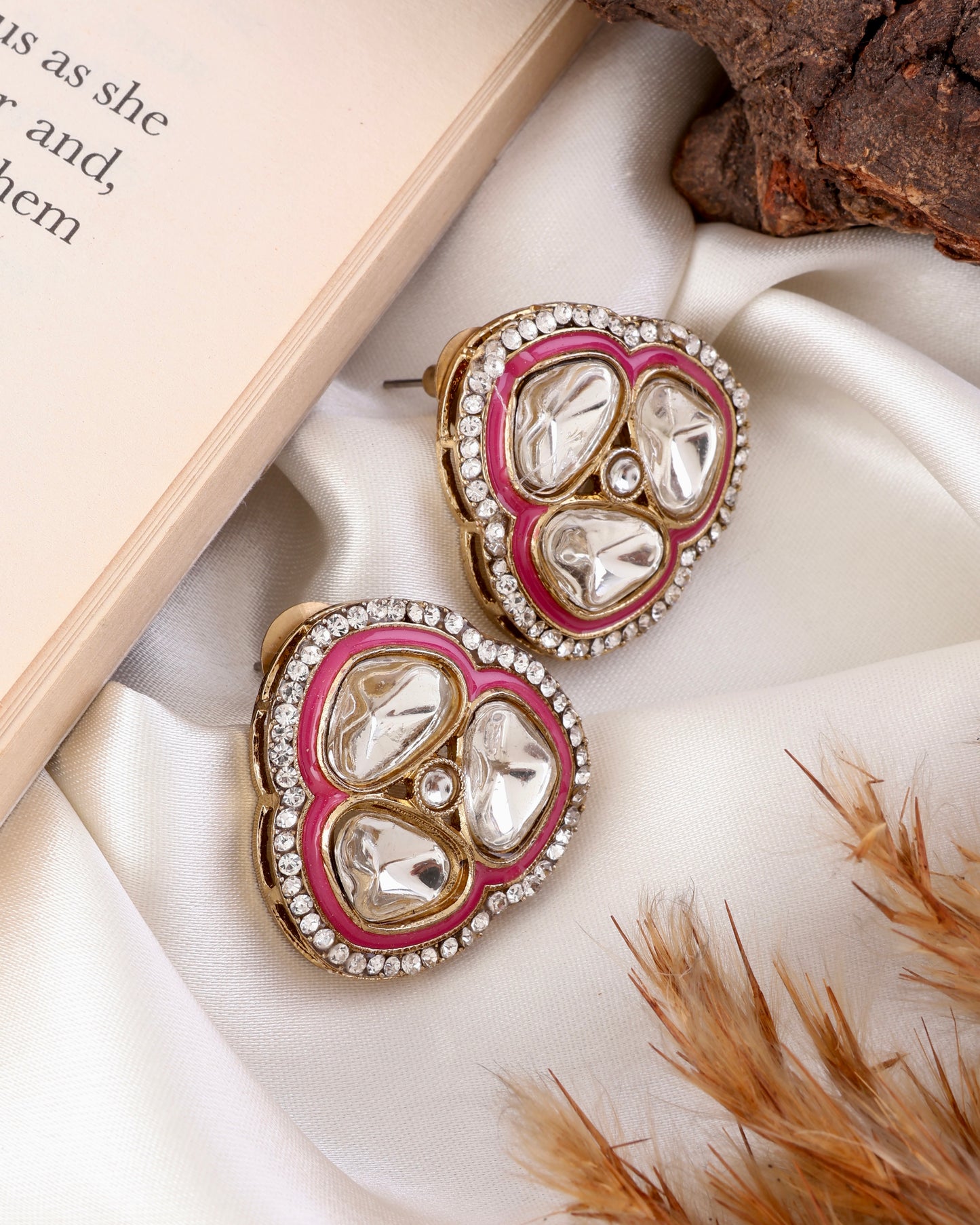 Pink Suryansh Meenakari Premium Stud Earring