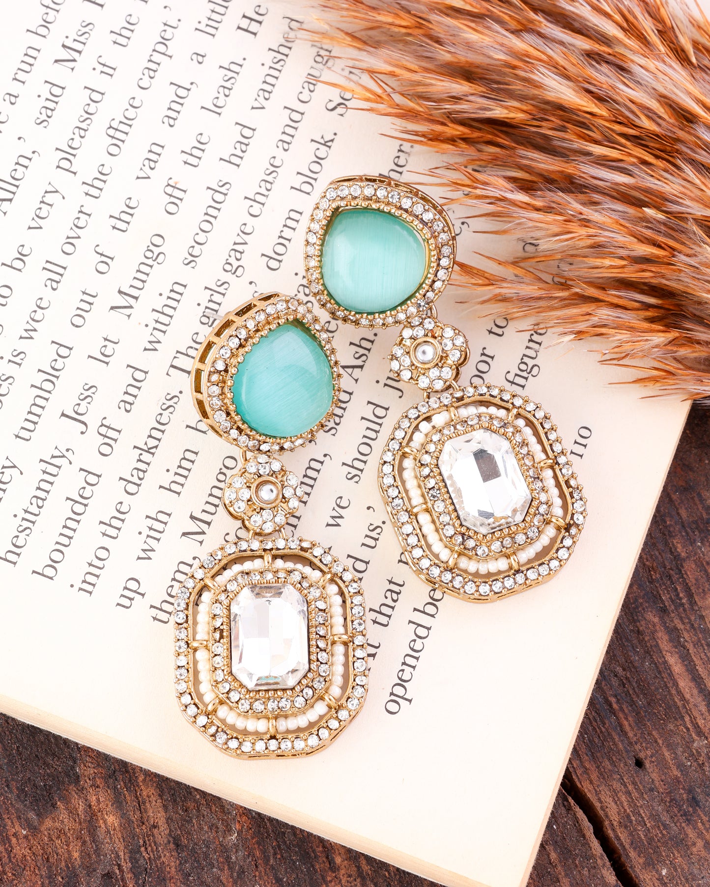 Mint Arohita Premium Designer Zircone Polki Dupe Earring