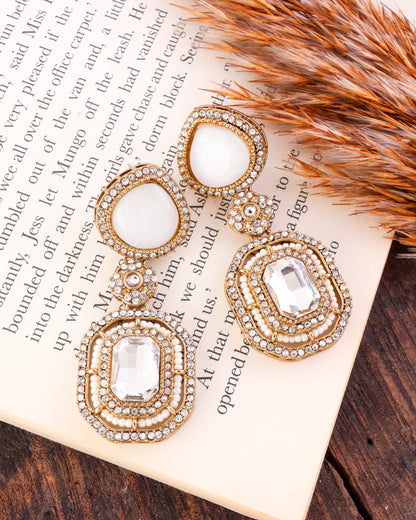 Ivory Arohita Premium Designer Zircone Polki Dupe Earring