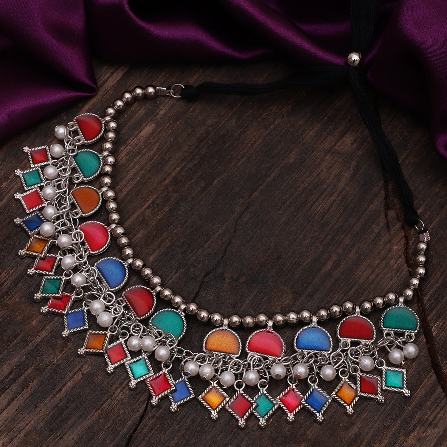 Oxidised Enamel Choker