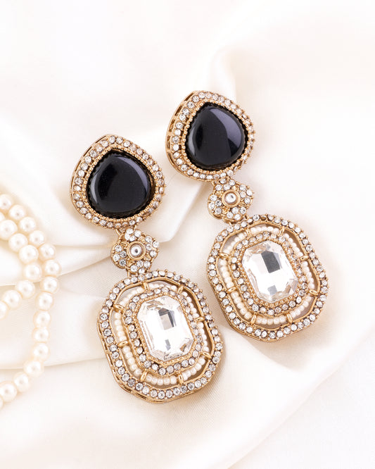 Black Arohita Premium Designer Zircone Polki Dupe Earring