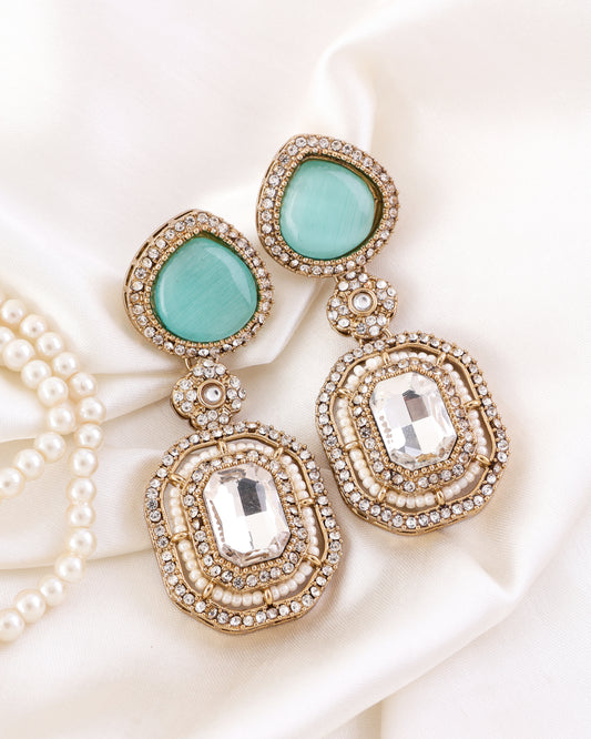 Mint Arohita Premium Designer Zircone Polki Dupe Earring