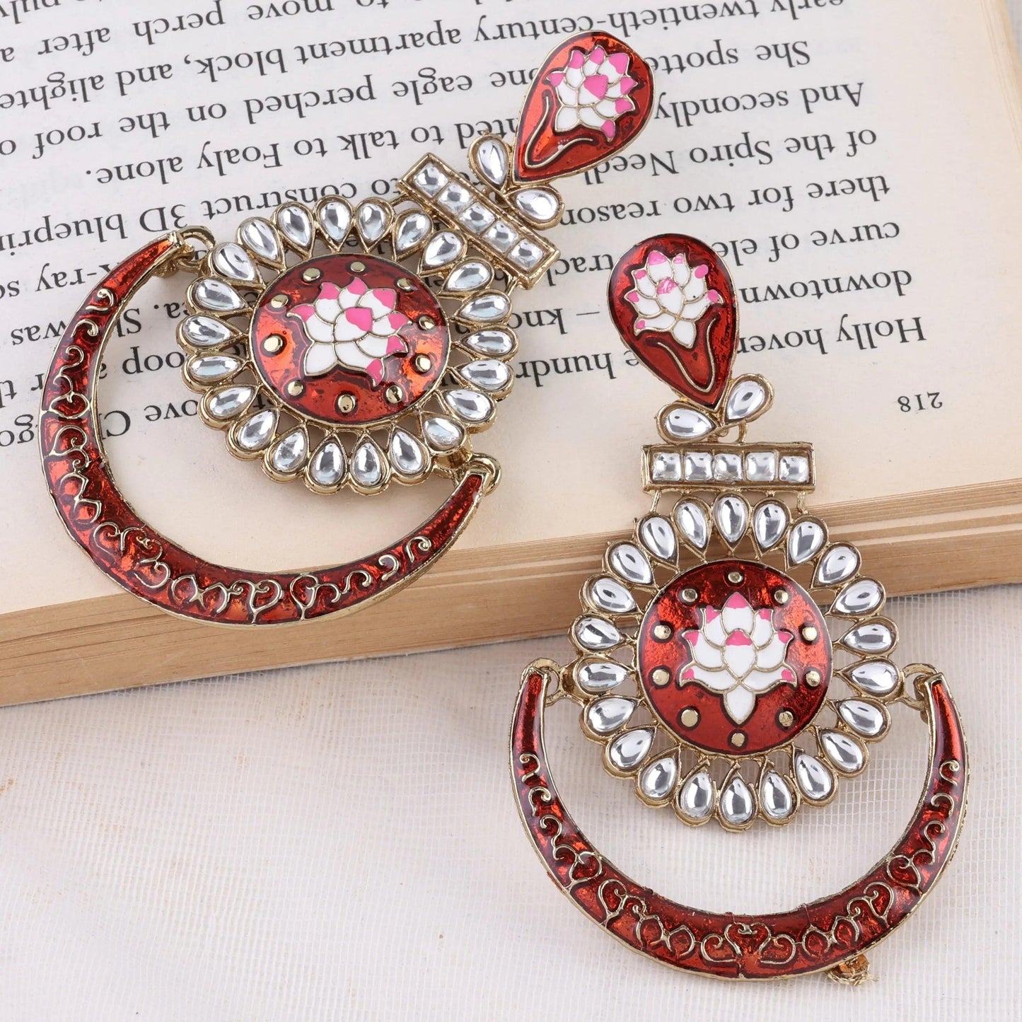 Red Shobha Meenakari Earring