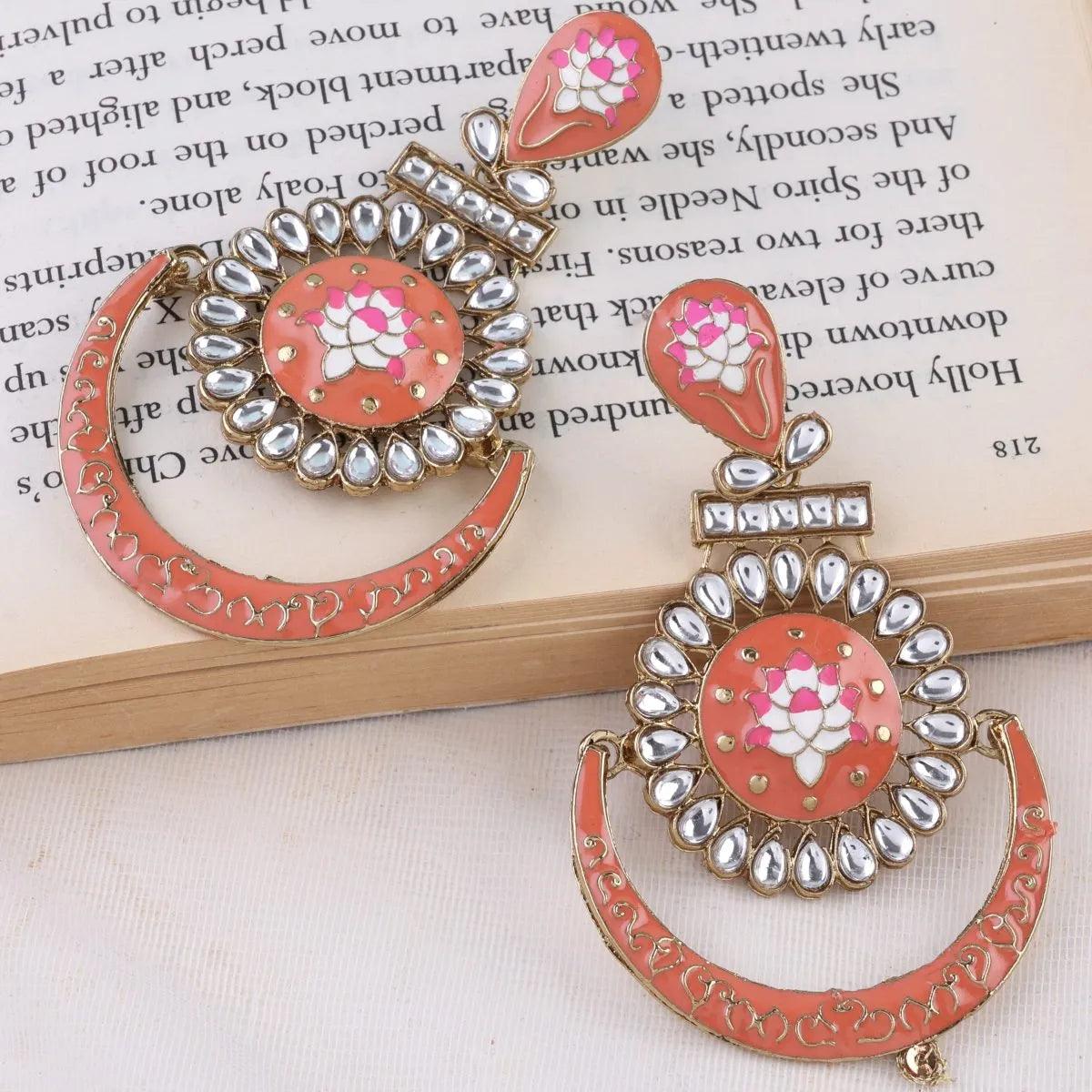 Peach Shobha Meenakari Earring