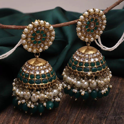 Green Guneet Jhumka with Sahara