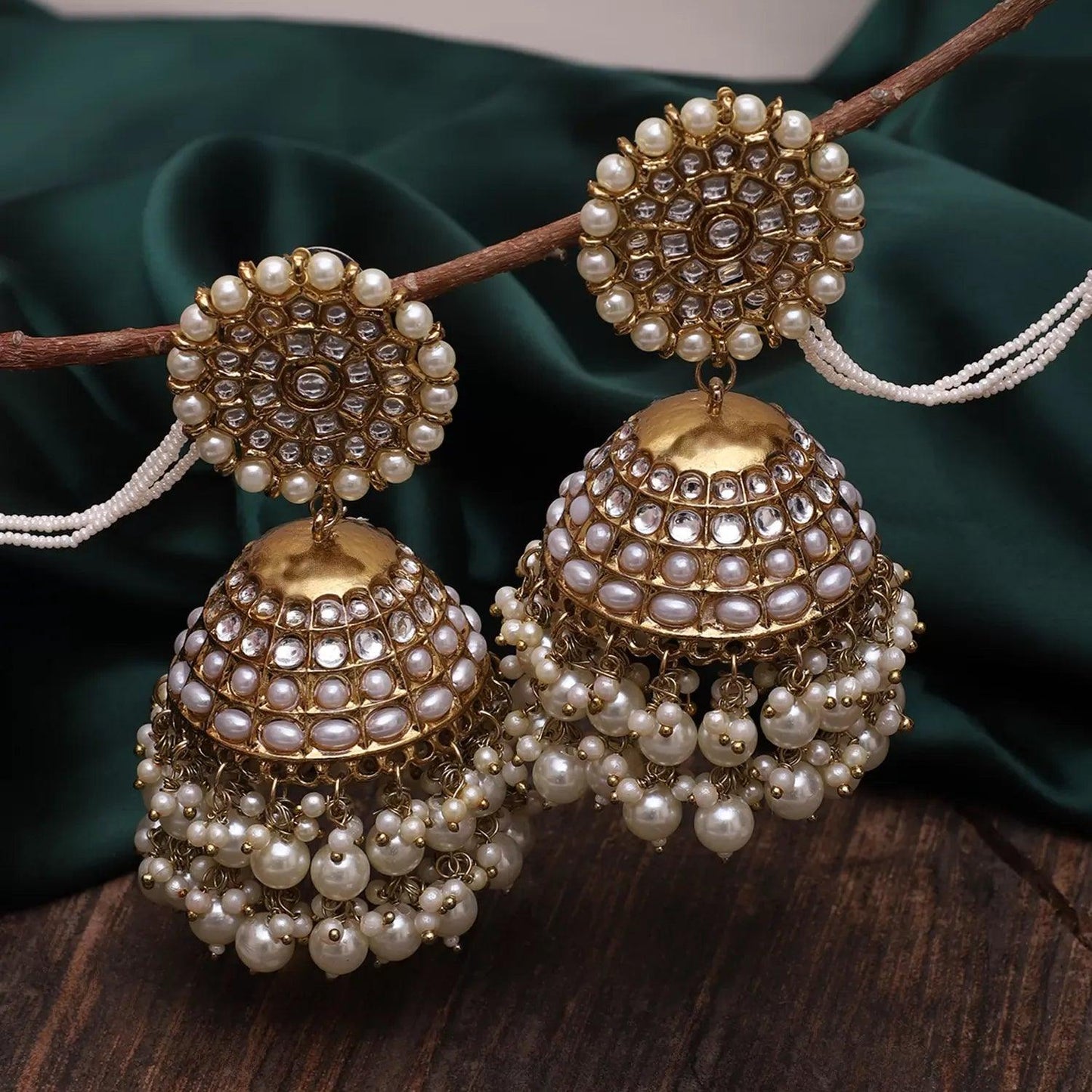 Pearl Guneet Jhumka with Sahara