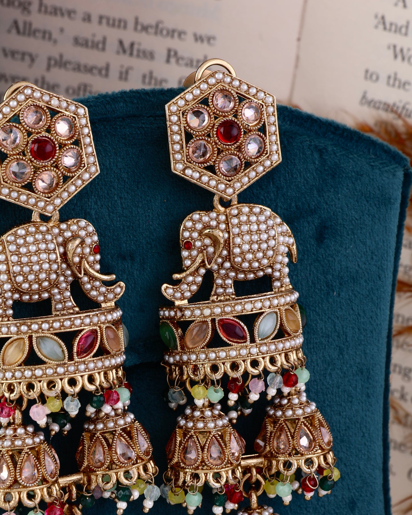 Multi Airavya Designer Elephant Earring