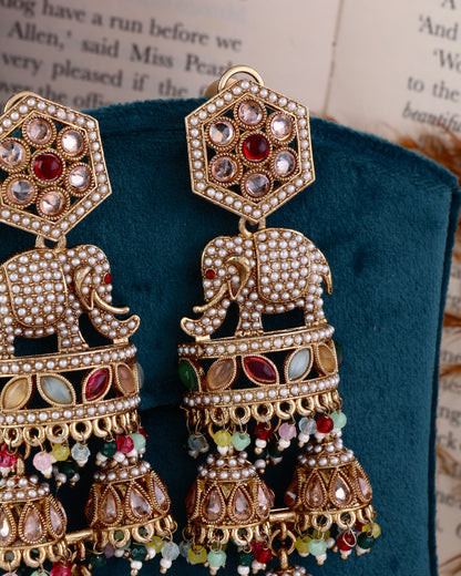 Multi Airavya Designer Elephant Earring