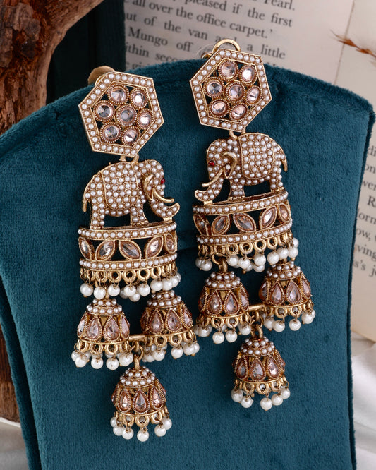 Pearl Airavya Designer Elephant Earring